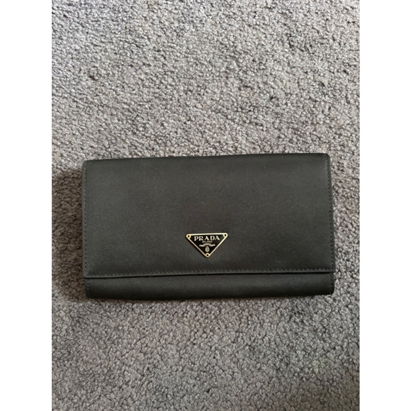 Prada Tesoro Long Nylon Wallet Black Authentic - Picture 1 of 9
